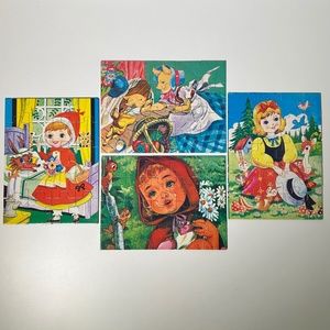 Vintage 60s 70s Set of 4 Fairy Tale Puzzles Made in Japan No Box (13E)